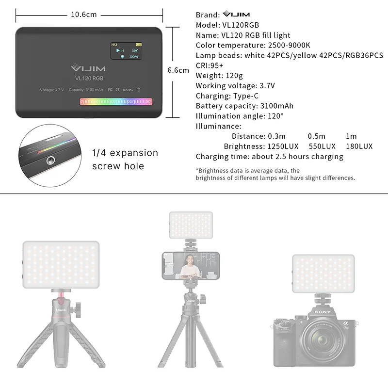 2026 New120 RGB Pocket Fill Li - Photography And Lighting ulasan dan harga