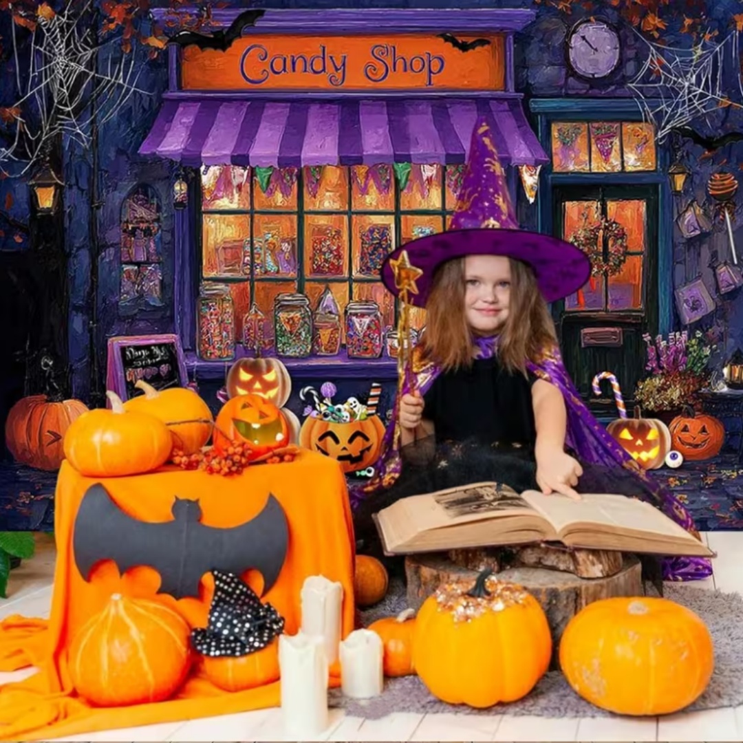 Purple Halloween Shop Theme Pa - Photography Lighting Background ulasan dan harga