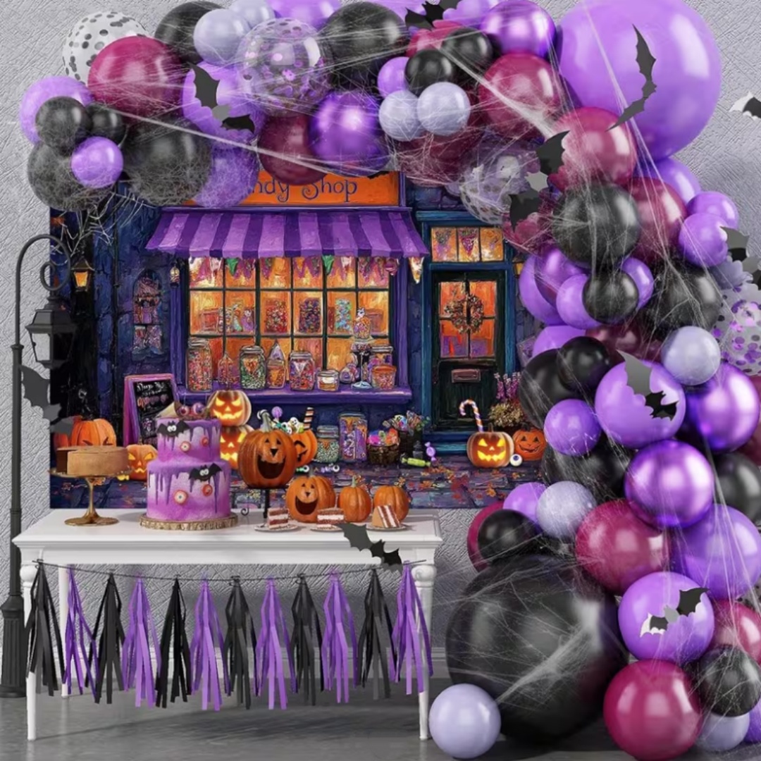 Purple Halloween Shop Theme Pa - Photography Lighting Background ulasan dan harga