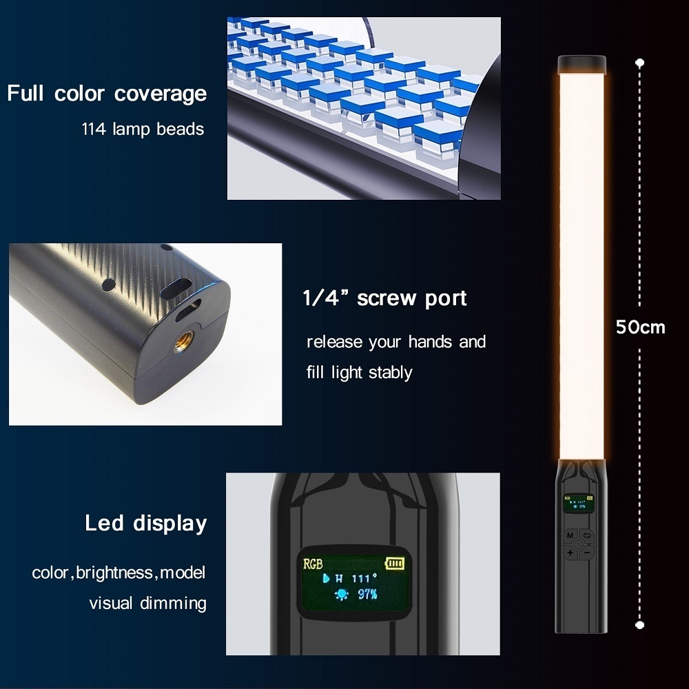 50CM RGB Stick Light Wand Ligh - Photography Lighting Types ulasan dan harga